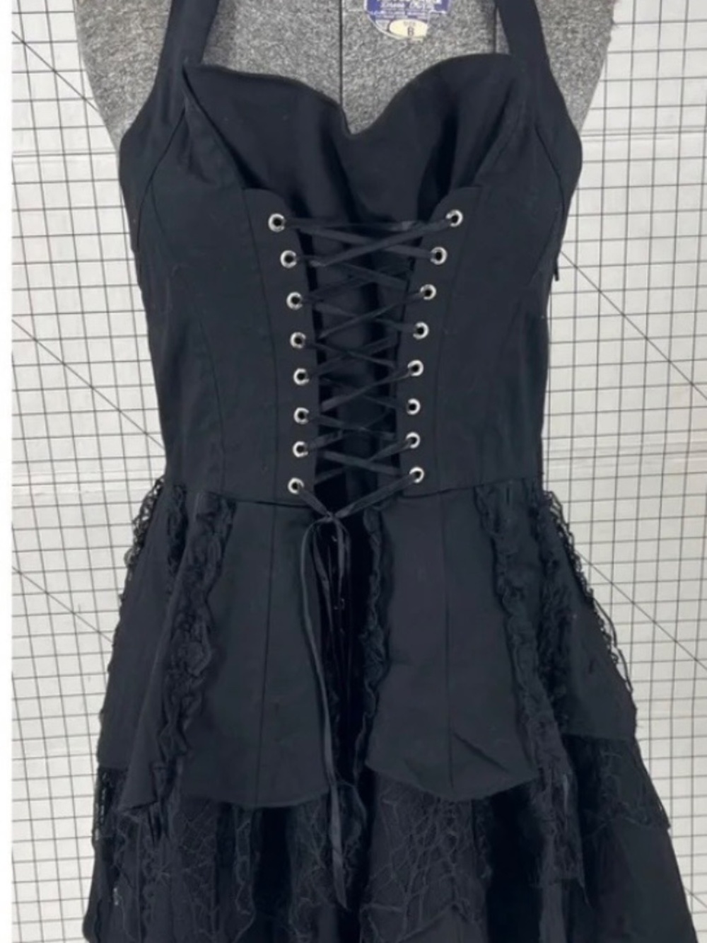 Hot Topic Black Corset Ruffle Renaissance Halter Dress - Picture 3 of 8